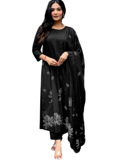 Chic Cotton Delight ? Embroidered Floral Printex Dress (L)